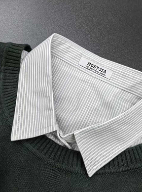 A1-25高密纯棉假领子白色条纹衬衫领男女百搭装饰配毛衣假衣领