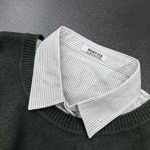 A1-25高密纯棉假领子白色条纹衬衫领男女百搭装饰配毛衣假衣领