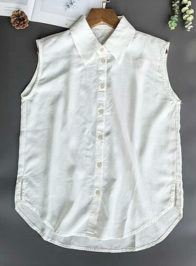 高品质！天丝莱赛尔叠穿伴侣无袖衬衫女衬衣背心打底马甲白色上衣