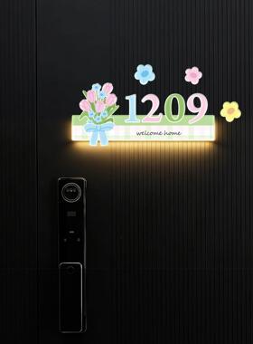 春日少女心花朵定制门牌号入户门精致装饰布置亚克力数字号码
