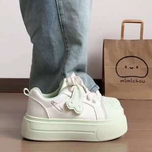 奶fufu厚底卡通小白鞋女2026春季新款ins潮学生百搭增高圆头板鞋