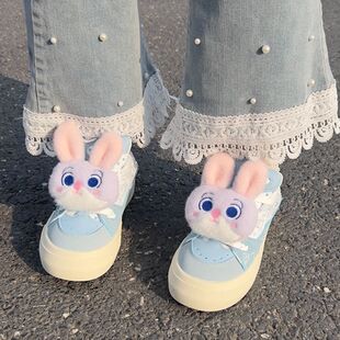 可爱甜美卡通面包鞋初中生鞋子女学生2026春季新款蓝色板鞋