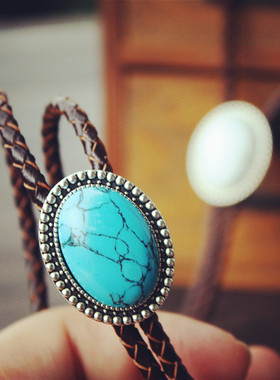 暮光 原创松石波洛领带男BOLO TIE韩版牛皮领绳女个性项链毛衣链