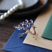 复古小清新水蓝色麋鹿 礼盒装 胸针女 休闲风领针扣 韩版 林中精灵