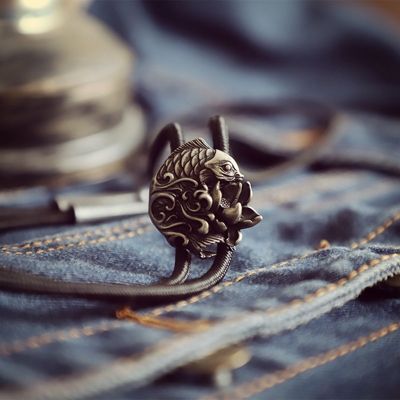 转运莲花锦鲤中国风精工波洛领带