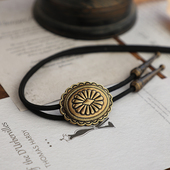 复古唐草经典 TIE领绳暗黑系 西部牛仔BOLO 大款 古铜色波洛领带男士