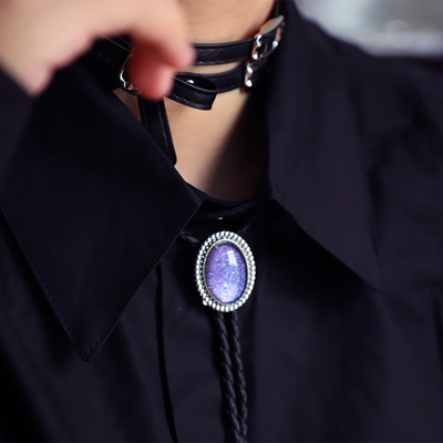 紫色桔梗复古微闪椭圆小款领带