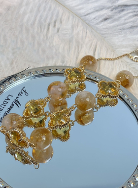 天然紫水晶黄塔晶白水晶手链女款招财转运珠闺蜜手串礼物送女友