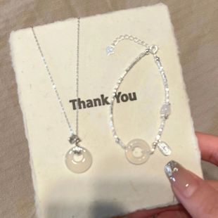 s925银碎银平安扣手链轻奢女友七夕情人节礼物精致百搭高级锁骨链