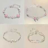 樱花蝴蝶结手链小众轻奢气质高级粉色锆石清冷感闺蜜手饰潮流