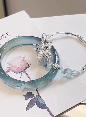 2025爆款中式蓝冰狐狸手镯蝴蝶手链手串女小众清冷感气质古风手饰