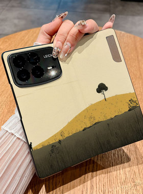 适用小米Mixfold4手机壳Mixfold3翻盖皮套Mixfold2商务小迷Mixf0ld2创意插画仿皮彩绘防摔新款个性保护套时尚