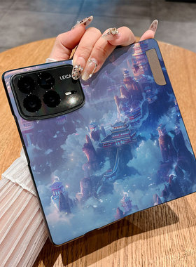 适用小米Mixfold4手机壳Mixfold3翻盖皮套Mixfold2个性24o72PX77C商务保护套仿皮插画彩绘新款创意防摔时尚潮