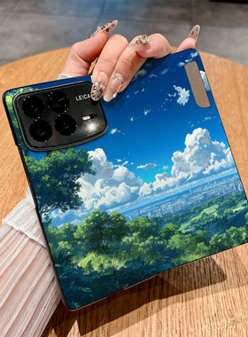 适用小米Mixfold4手机壳Mixfold3翻盖皮套Mixfold2个性小迷mixf0ld2创意时尚插画商务彩绘仿皮防摔保护套新款