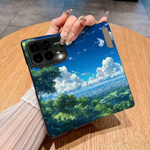 适用小米Mixfold4手机壳Mixfold3翻盖皮套Mixfold2个性小迷mixf0ld2创意时尚插画商务彩绘仿皮防摔保护套新款