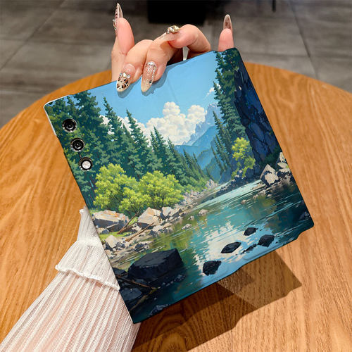 适用荣耀Vpurse手机壳Magicvs至臻版/Magicv2至臻版/Magicvs3翻盖皮套Magicvs2仿皮Magicv2插画Magicvs彩绘潮