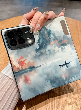 适用小米Mixfold4手机壳Mixfold3翻盖皮套Mixfold2防摔24o72PX77C插画仿皮保护套商务时尚创意个性彩绘新款潮