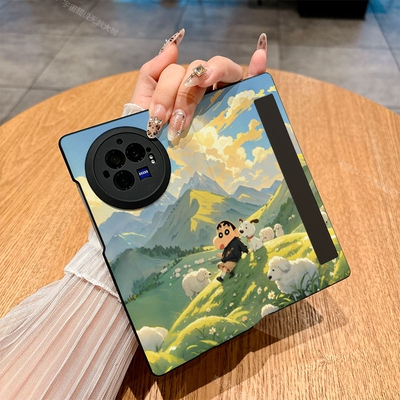 适用vivoXfold3手机壳Xfold/Xfold5pro/Xfold＋翻盖皮套Xfold5卡通Xfold3pro彩绘保护套仿皮新款时尚个性插画