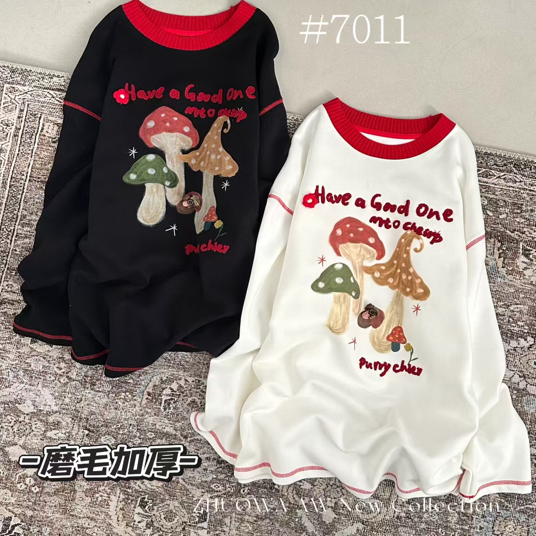 2025秋冬新款蘑菇印花T恤