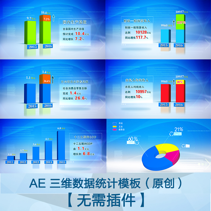 AE数据图表模板 3D柱状图饼状图动画 宣传片统计信息代做视频01