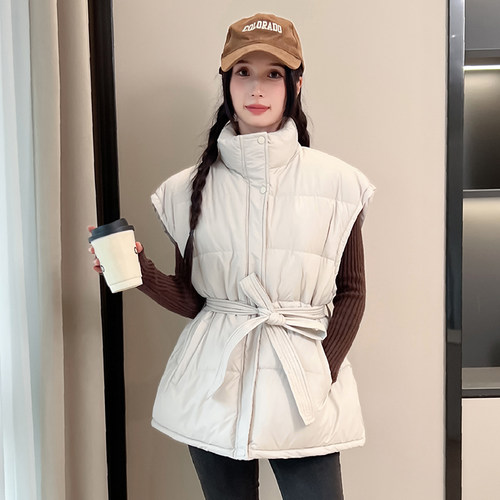马甲女2025秋冬收腰短款立领