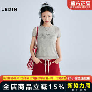 字母印花修身 T恤夏新款 乐町假两件短袖 T恤C2CNF2501 商场同款