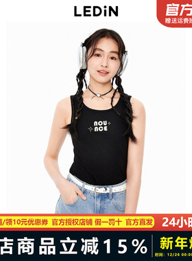 【商场同款】乐町秋季新款黑色百搭字母宽肩背心C2CQE3122