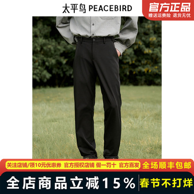 【商场同款】太平鸟男装 2024秋季新款刺绣四面弹休闲裤B1GBE3233