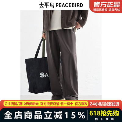 【商场同款】太平鸟男装 休闲裤撞色印花舒适直筒休闲裤B2GBF2194