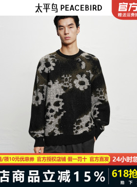【商场同款】太平鸟男装 休闲毛衫满版花色撞色时尚毛衣B2EBF4236