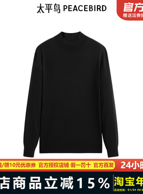 【商场同款】太平鸟男装毛衣冬季新绵羊毛半高领针织衫 B1EBE4B12