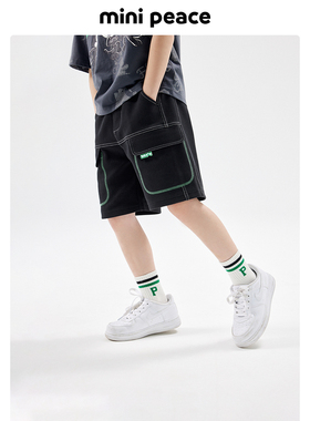 MINIPEACE太平鸟童装男童短裤儿童针织中短裤五分裤休闲潮酷夏季
