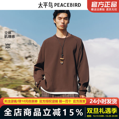【商场同款】太平鸟男装 潮流宽松秋季新款肌理感卫衣男B2CRF3212