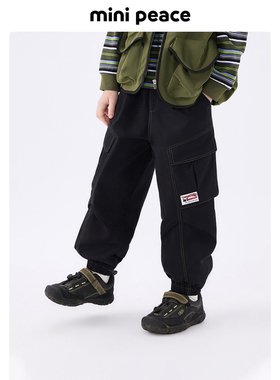 MINIPEACE太平鸟童装男童工装裤春秋款宽松儿童裤子潮酷休闲长裤