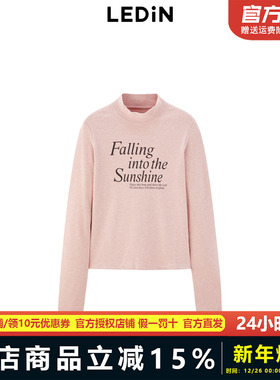 乐町2024冬季新款基础字母印花长袖T恤C2CPE4302