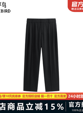 【商场同款】太平鸟男装 2025年夏季新款黑色垂感休闲裤B1GBF2244
