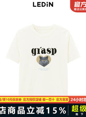 【商场同款】乐町2024秋季新款字母爱心猫咪正肩短袖T恤C2CNE3116