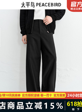 【商场同款】太平鸟男装休闲裤25冬季新款纯羊毛直筒裤 B1GAF4B37