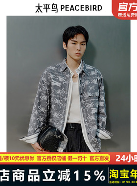 太平鸟男装春季新款潮流休闲新中式长袖衬衫男B1CHF1418