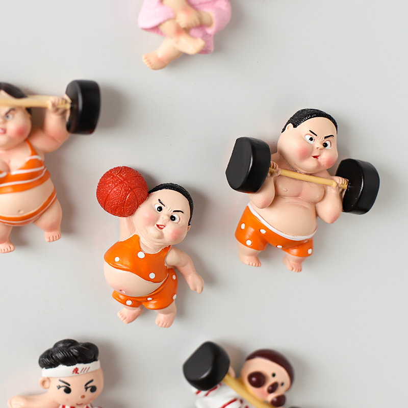 ins风文创举重小女孩冰箱贴 立体3D个性可爱创意磁性贴