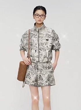商场同款2026新款户外穿印花半高领长袖短外套女XC00326G1