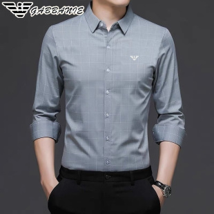 中年男装 新款 长袖 格子衬衫 衬衣 正品 高端商务休闲男士 意大利春秋季