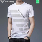 意大利男装 体恤衫 短袖 高端中年男士 正品 半袖 t恤夏季 冰丝圆领大码