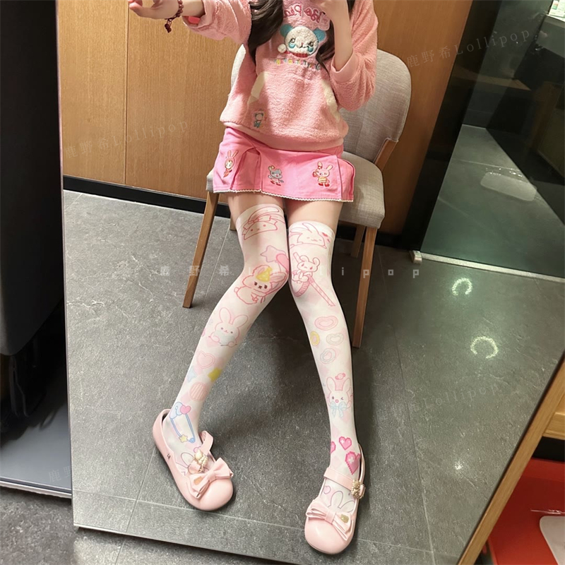 秋冬新款日系少女软妹过膝袜甜美公主可爱洛丽塔中筒袜jk长筒袜子