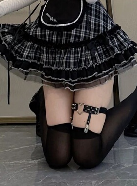 朋克腿环PU性感吊袜带暗黑原宿腿饰绑带爱心猫头恶魔翅膀硬妹脚环
