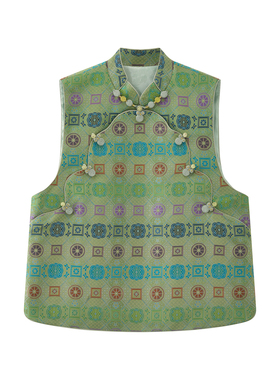 JINYU矜羽【锦序】新中式女装 非遗宋锦马甲 立领盘扣叠穿背心