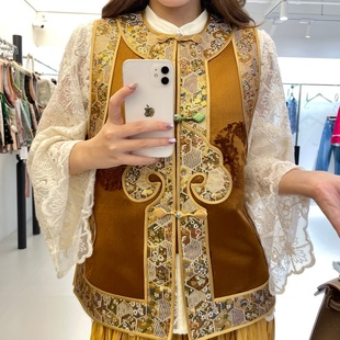 JINYU矜羽 (华漳)新中式如意头漳缎叠穿马夹女上衣冬款