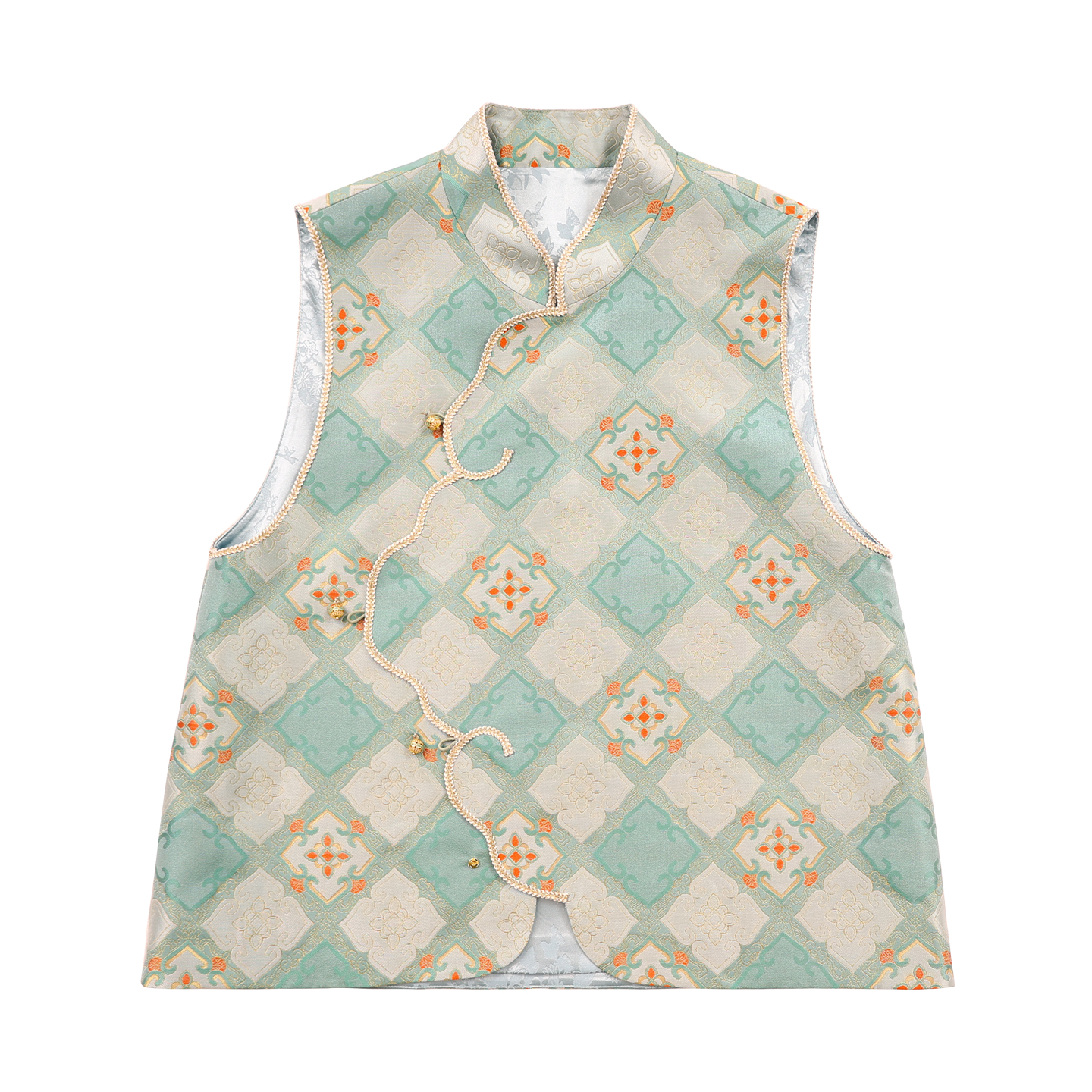 JINYU矜羽 （涴尘）新中式织金宋锦叠穿马夹上衣