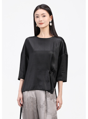 （月落在仓）香云纱重磅老料夏季免打理宽松中式上衣JY230534