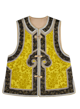 JINYU矜羽【缎煌】新中式黄色漳缎马甲上衣秋冬款